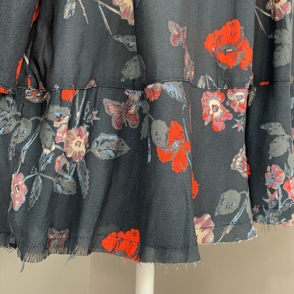 Free People Pebble Crepe So Fine Smocked Raw Hem Tunic Top. Size Small. - Picture 10 of 14